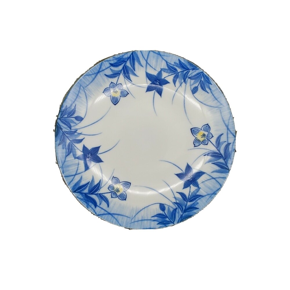 Asahi Japan Blue, White, Yellow Plate Shallow Bowl 6.5" EXCEPTIONAL Piece